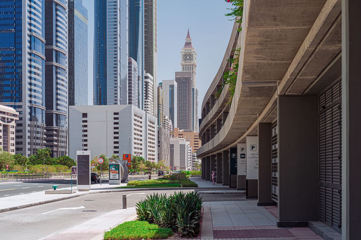 Modern commercial architecture and urban infrastructure in Dubai