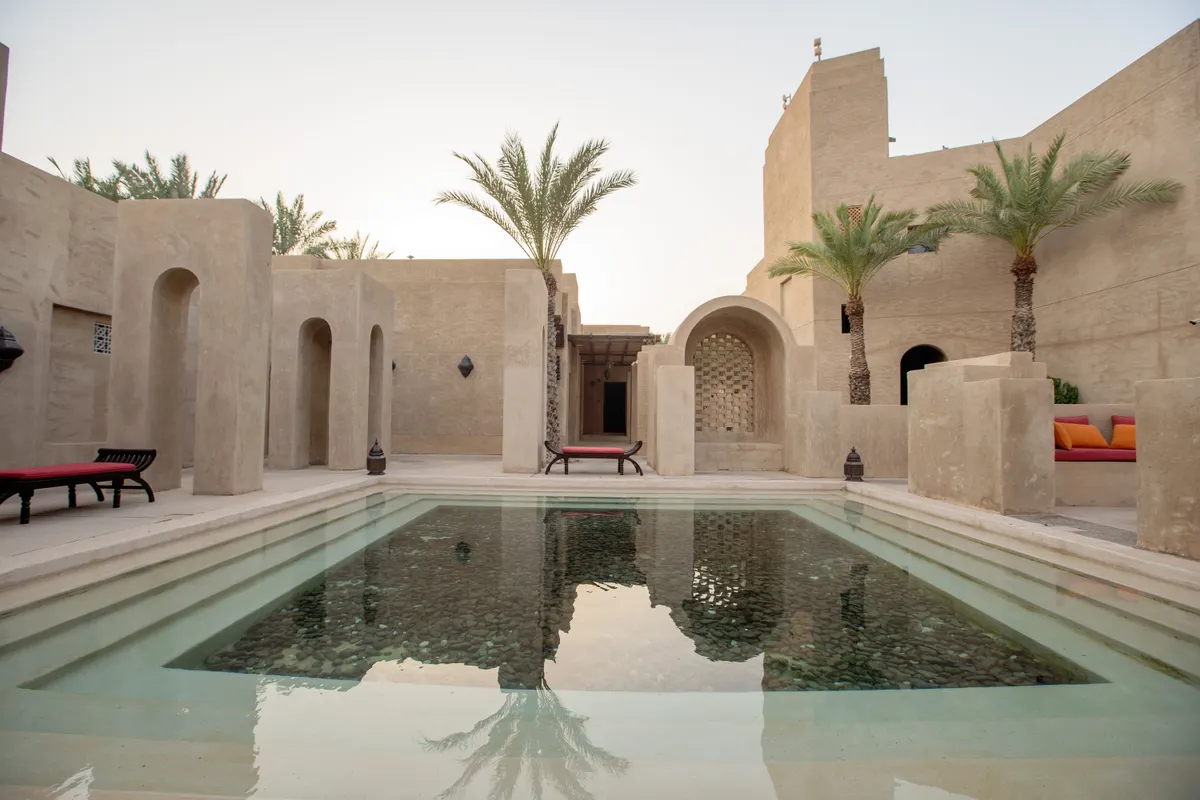 Traditional Arabian style swimming pool in a Dubai courtyard